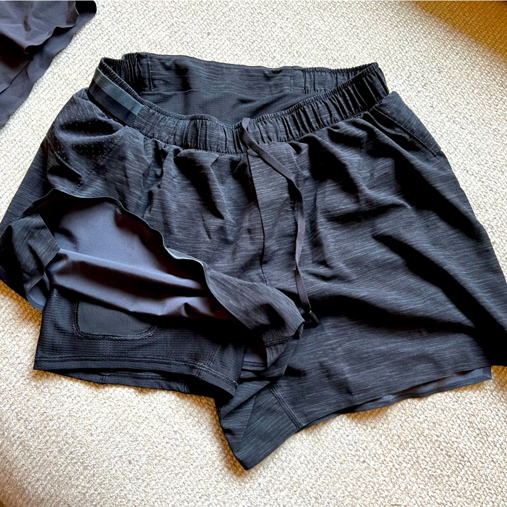 Lululemon Men’s lined Surge Short 4” inseam.